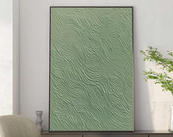 Tender Green Wall Art Wabisabi Wall Decor Ombre Green Minimalist Art Full Texture Painting Green Wall Decor Plaster Texture Wall Art