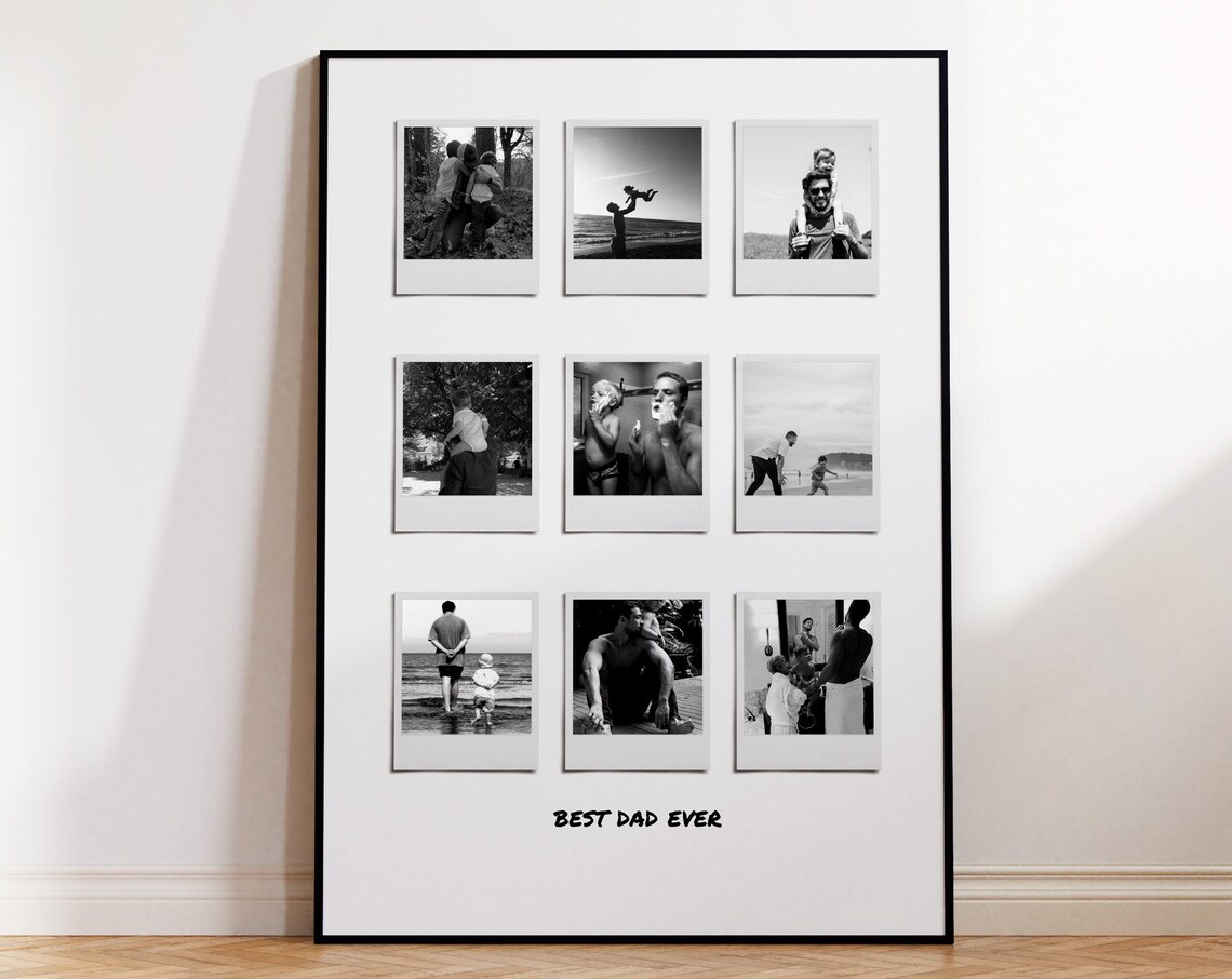 Best Dad Ever Polaroid Photo Collage Nine Pictures Dad Poster