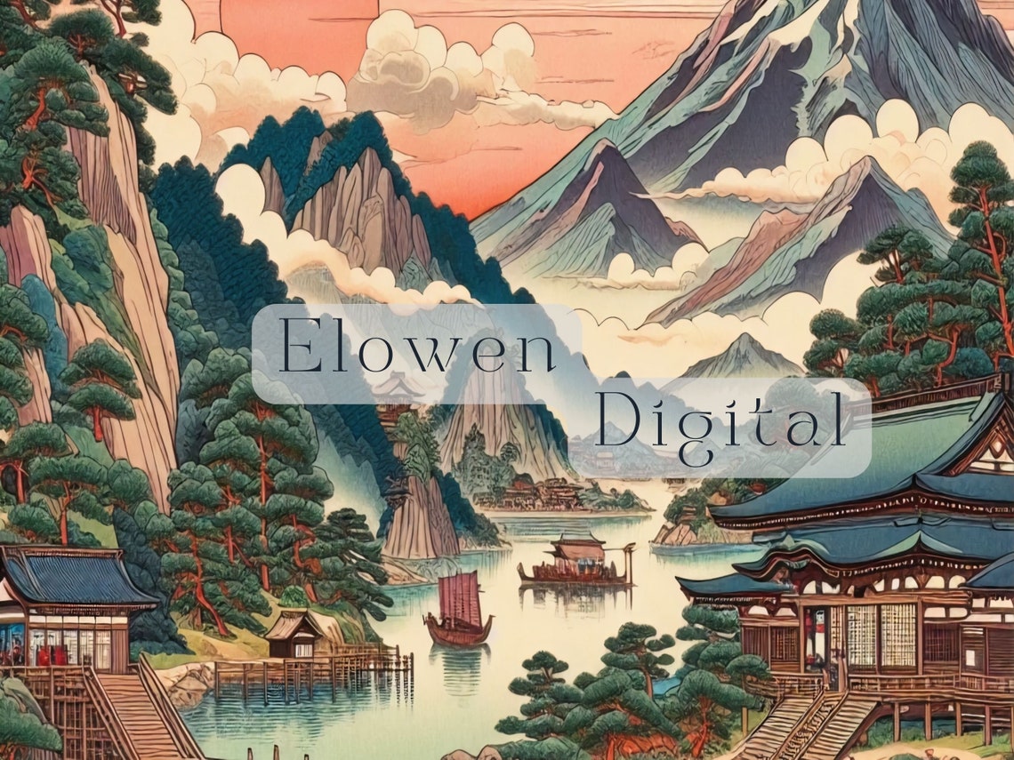 Japanese Mountain And River Wall Art Vintage Art Japanese Landscape - Image 4