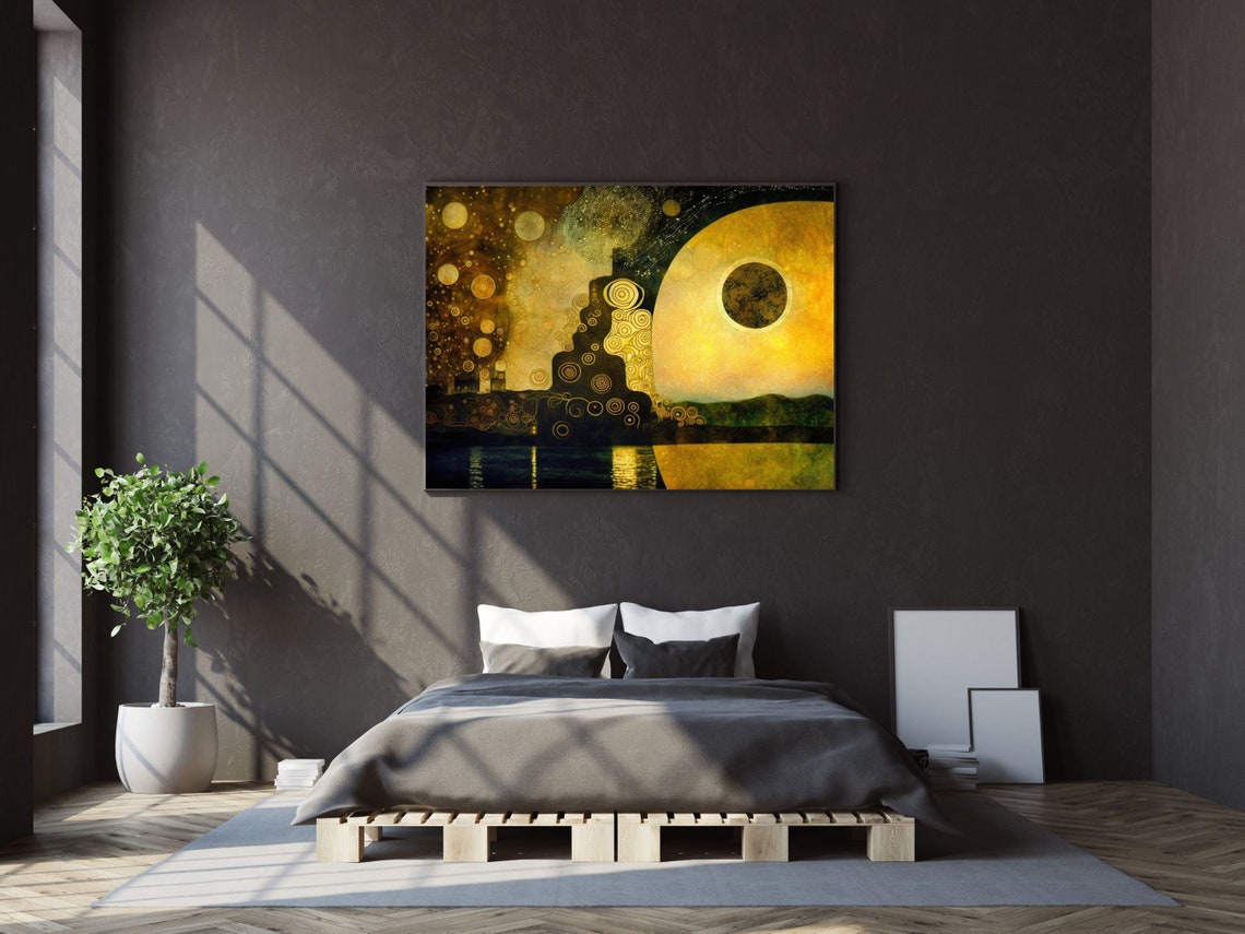 Horizontal Wall Art Abstract Art In Gold And Copper Colors Abstract Wall Art Landscape Print With Abstract And Geometric Designs - Image 6
