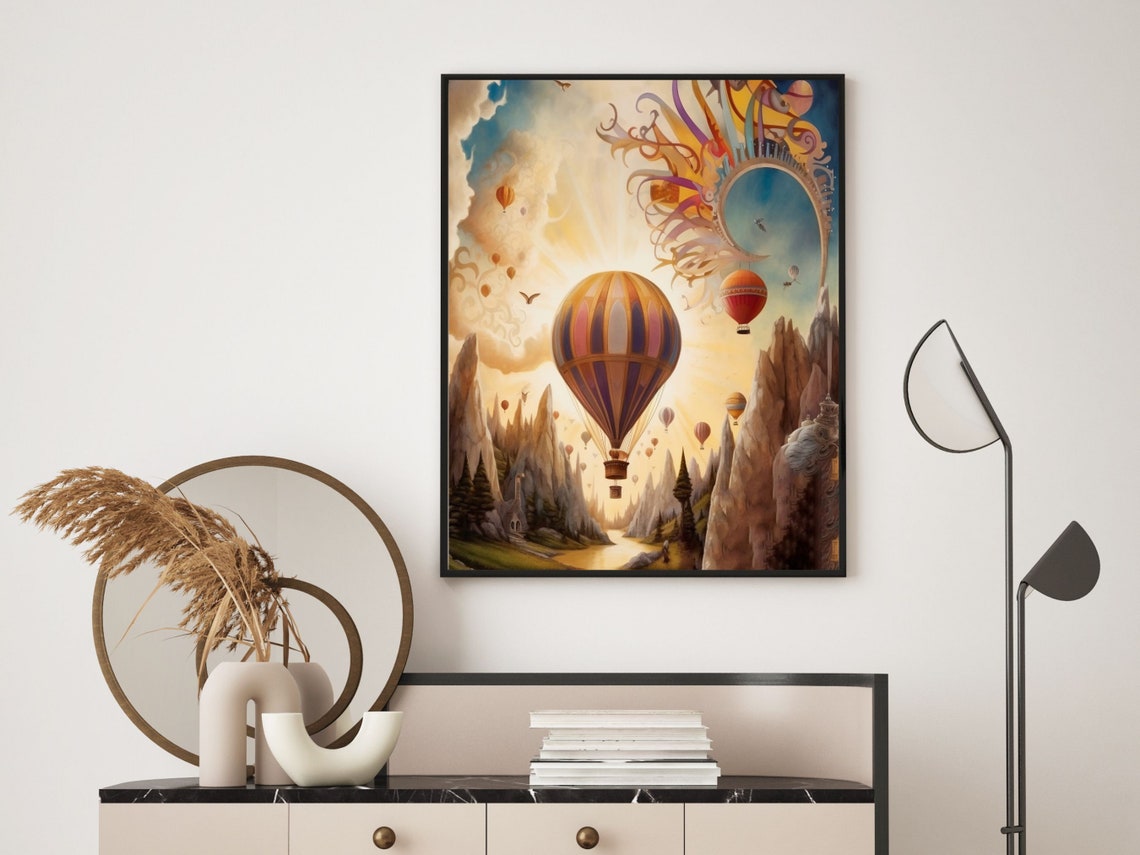 Colorful Wall Art Hot Air Balloon Prints Hot Air Balloons Soaring In Colorful Mountain Wall Art - Image 6