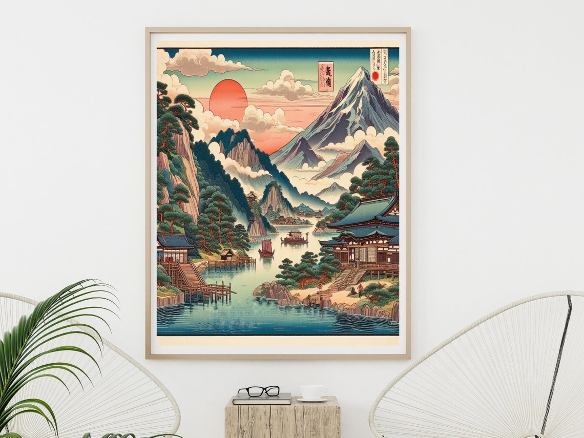 Japanese Mountain And River Wall Art Vintage Art Japanese Landscape - Image 6