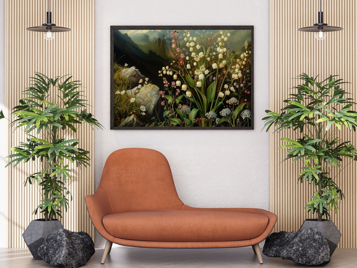 Lily of the Valley Wildflowers Before Misty Mountain Peaks Poster - Image 5