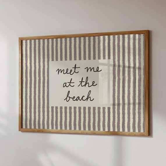 Meet Me At The Beach, Retro Striped Poster