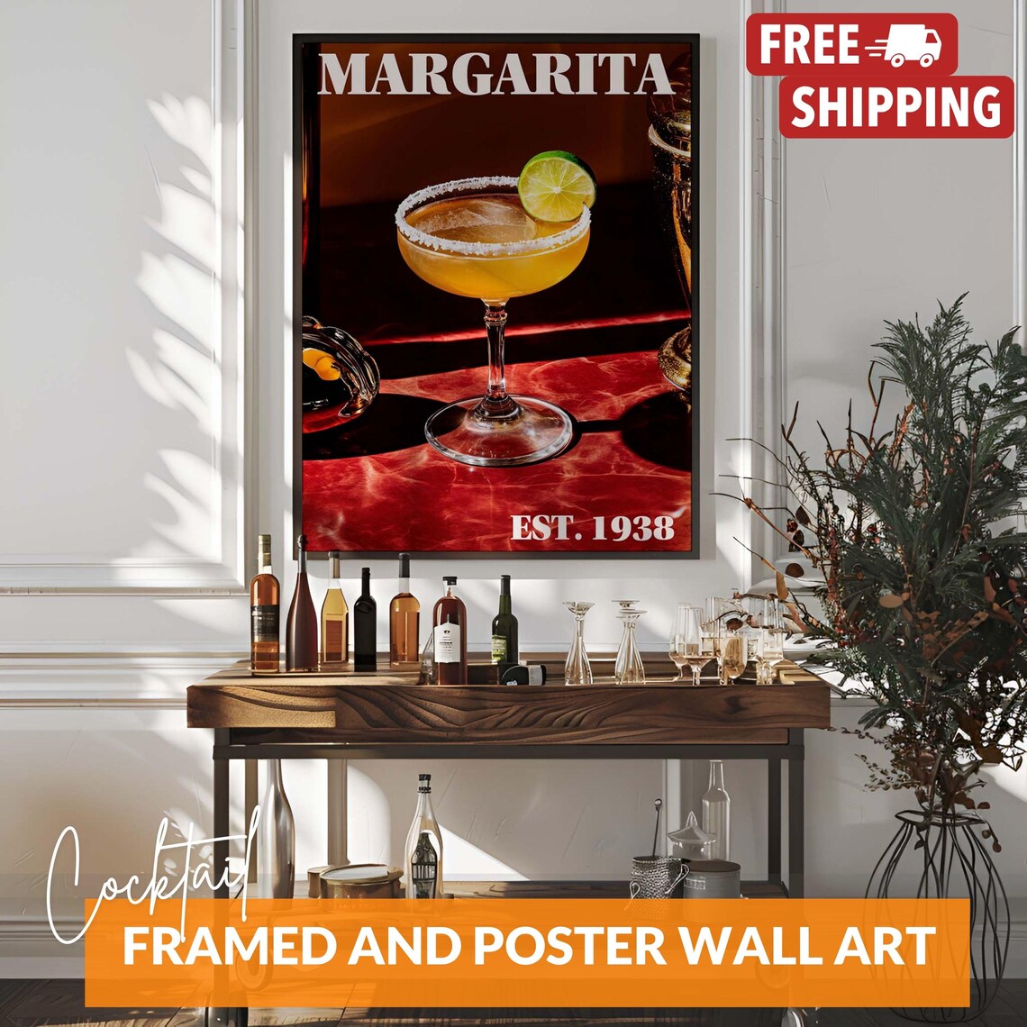 Vintage Margarita Drink, Bar Or Kitchen Poster