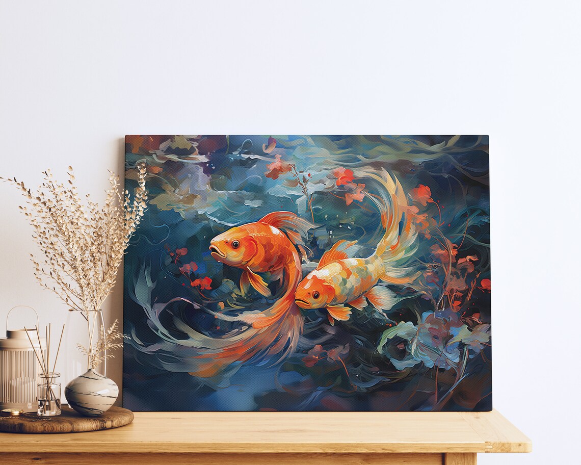 Serene Koi Fish Art Print, Japanese Fish Lover Gift