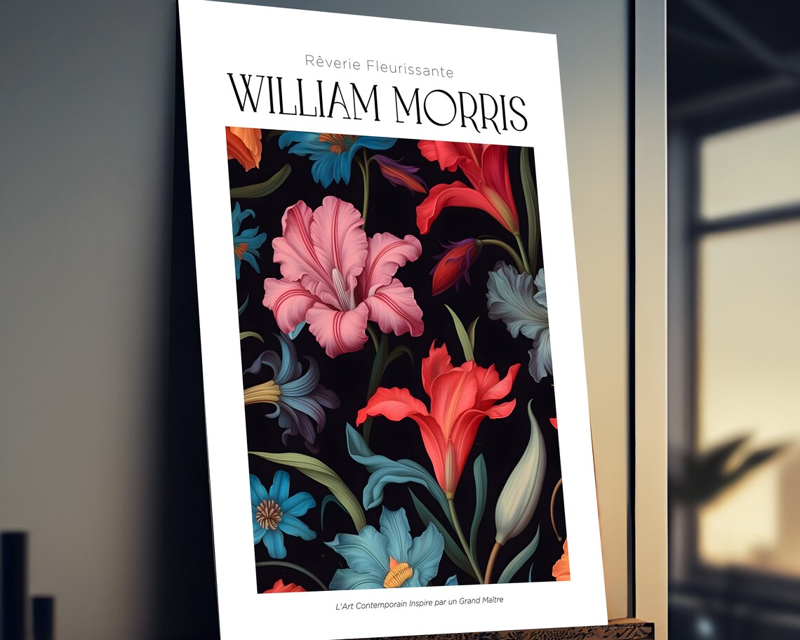 William Morris Flower Poster, Floral Gallery Decor