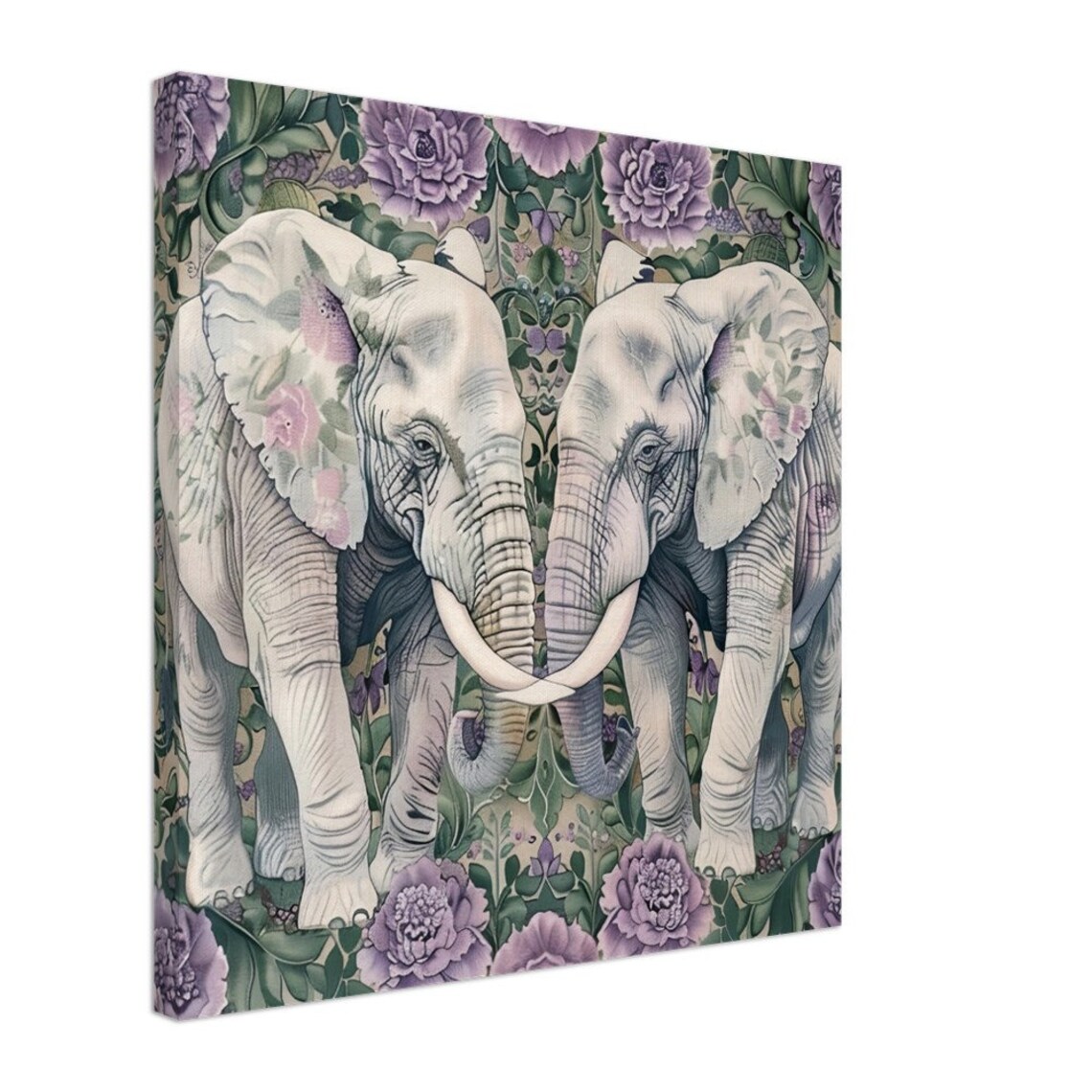 Elephants Square Wall Art, Cute Jungle Safari - Image 2