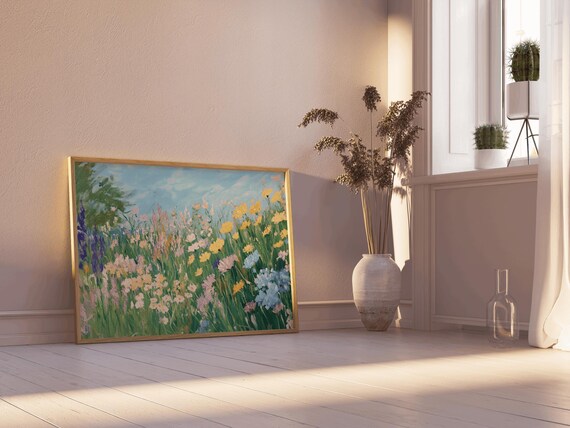 Spring Wildflower Meadow Painting Colorful Flower Field Poster