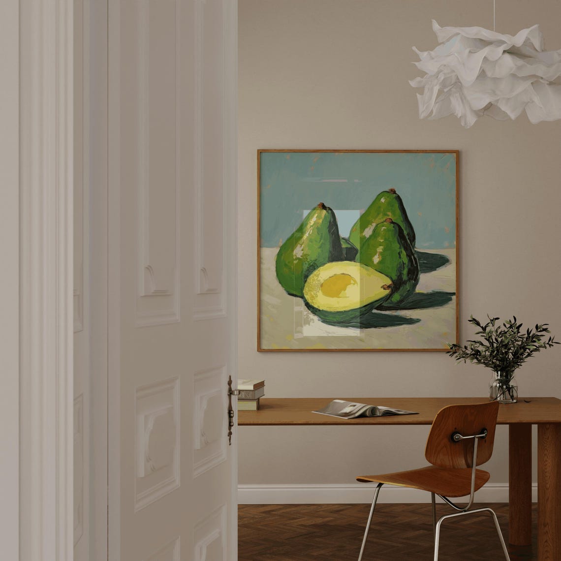 Green Avocado Still Life Painting Modern Kitchen Wall Decor Poster - Image 2