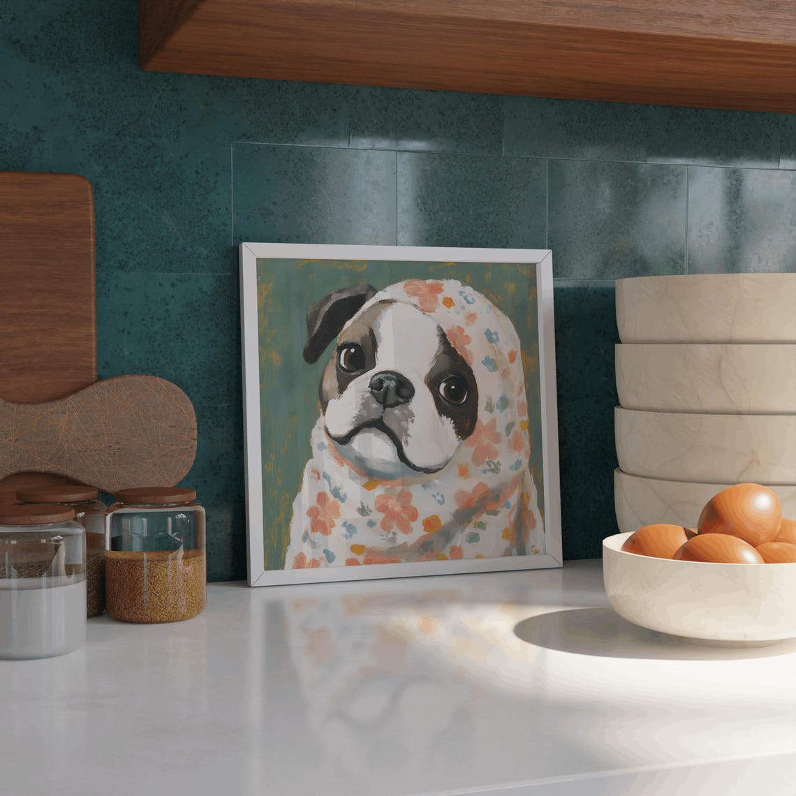 Black White English Bulldog Babushka English Bulldog Wall Art English Bulldogs Lovers English Bulldog Cute English Bulldog Decoration - Image 3