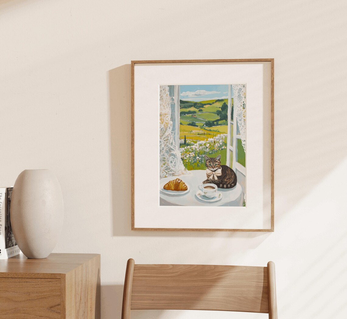 Brown Tabby Cat Cafe Cat Print, Brown Orange Tabby - Image 3