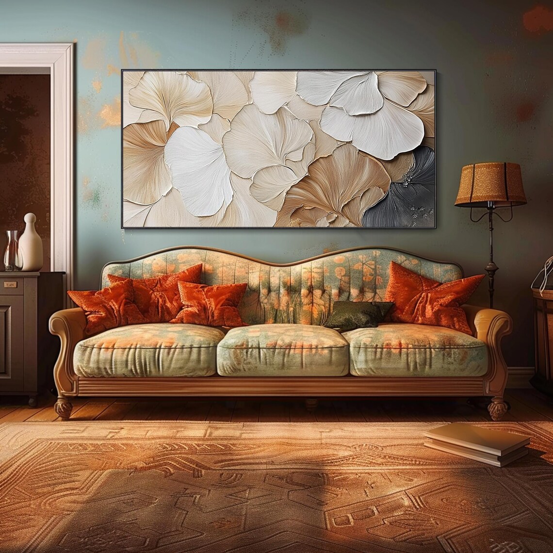 Abstract Floral Oil Painting, Neutral Art Print - Image 4