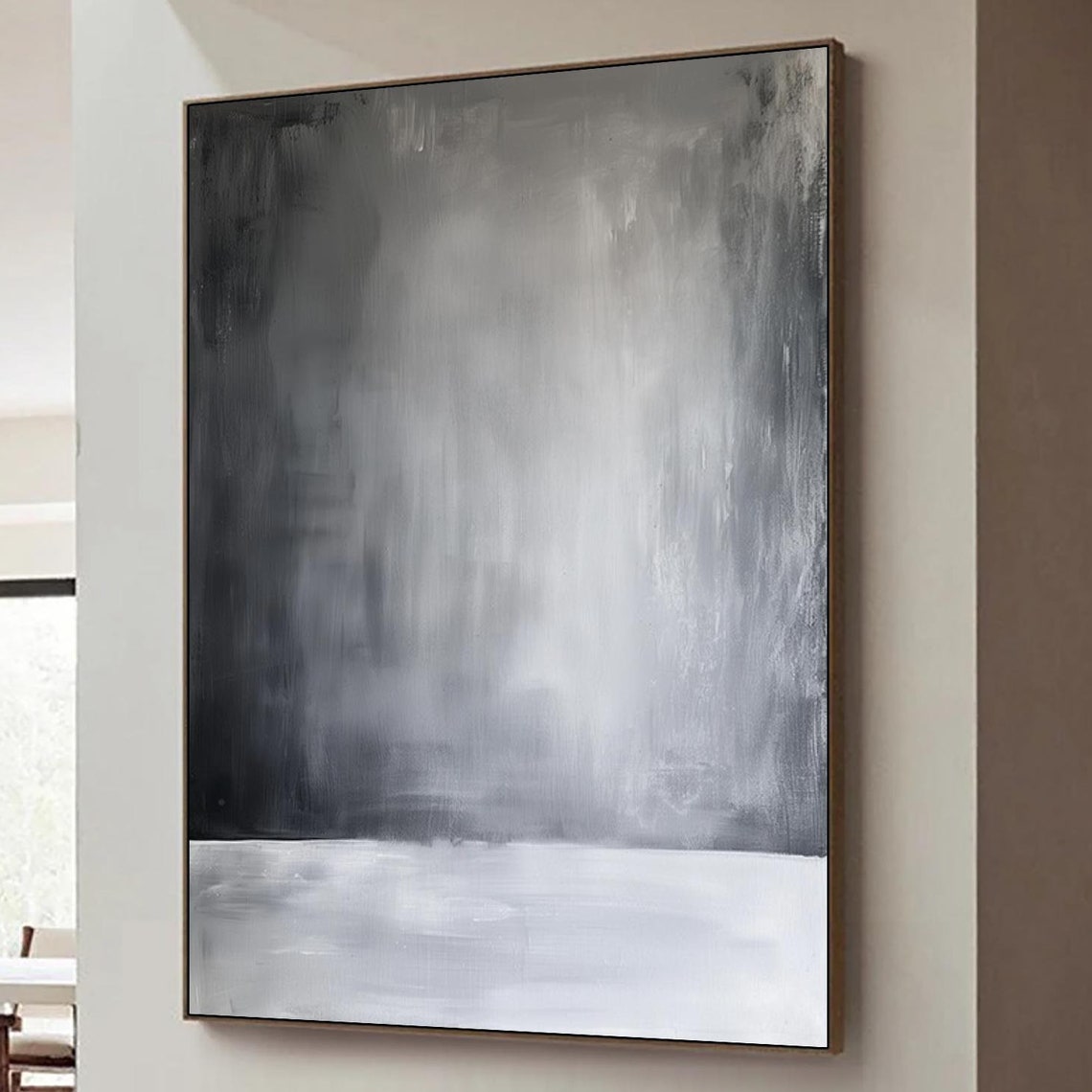 Misty Gray Gradient Horizon With Pale Fog Band Abstract Art Poster