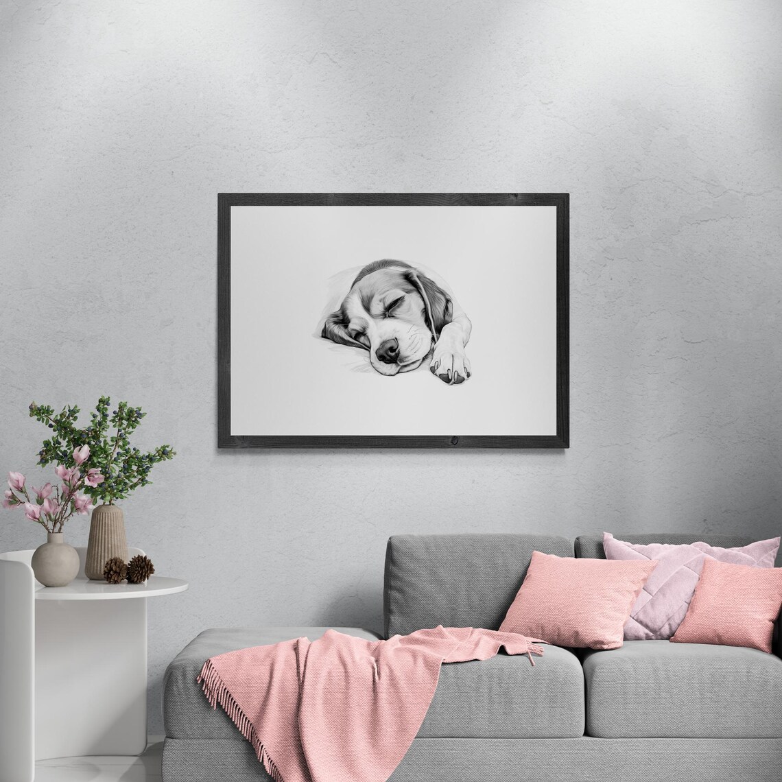 Sleeping Beagle Vintage Art Print, Farmhouse Decor - Image 3