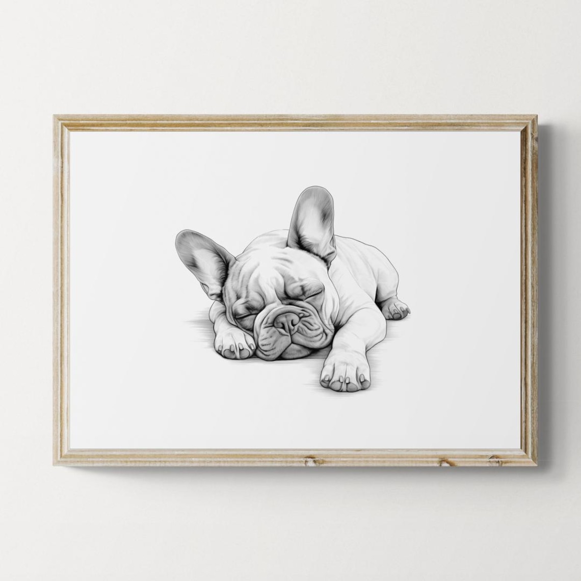 Sleeping French Bulldog Vintage Dog Sketch Art Print