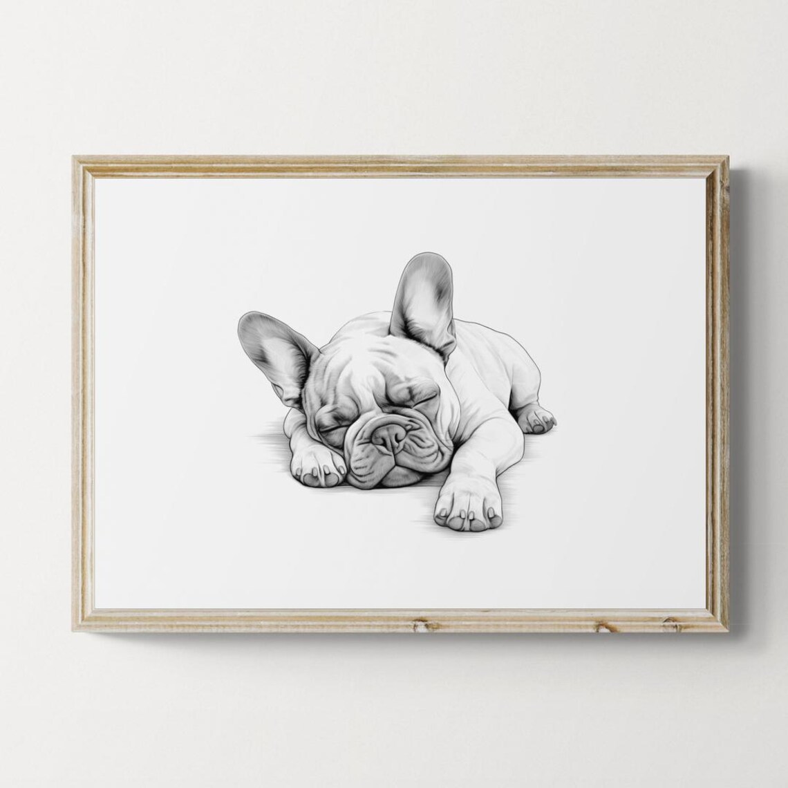 Sleeping French Bulldog Vintage Sketch Farmhouse Print