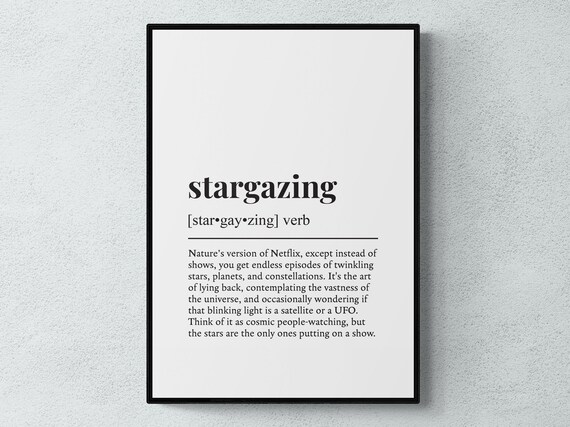 Stargazing Funny Definition Hobby Gift Wall Art Print