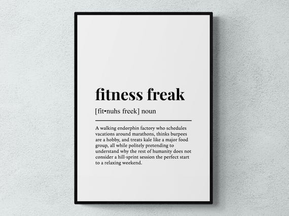 Fitness Freak Funny Definition Gift Wall Art Print