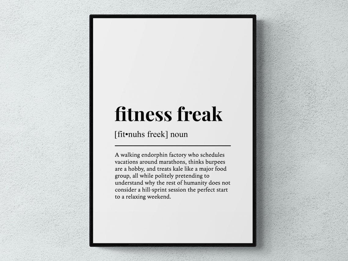 Fitness Freak Funny Definition Gift Wall Art Print