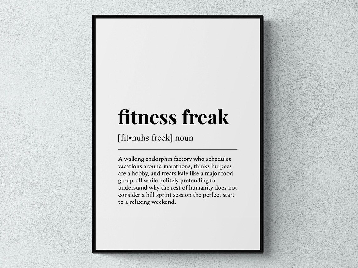 Fitness Freak Funny Dictionary Definition Minimalist Gym Poster