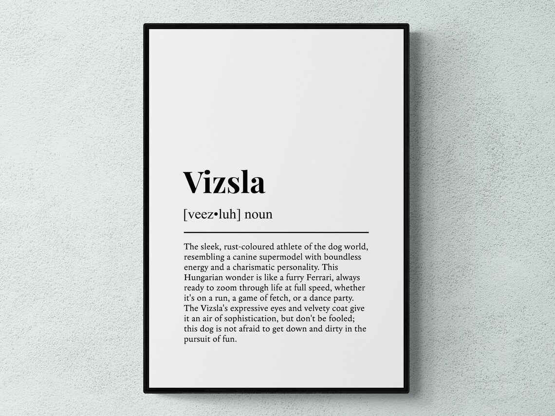 Vizsla Funny Definition Dog Art Print, Humor