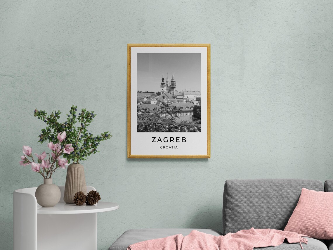 Zagreb Travel Poster, Croatia Monochrome - Image 2