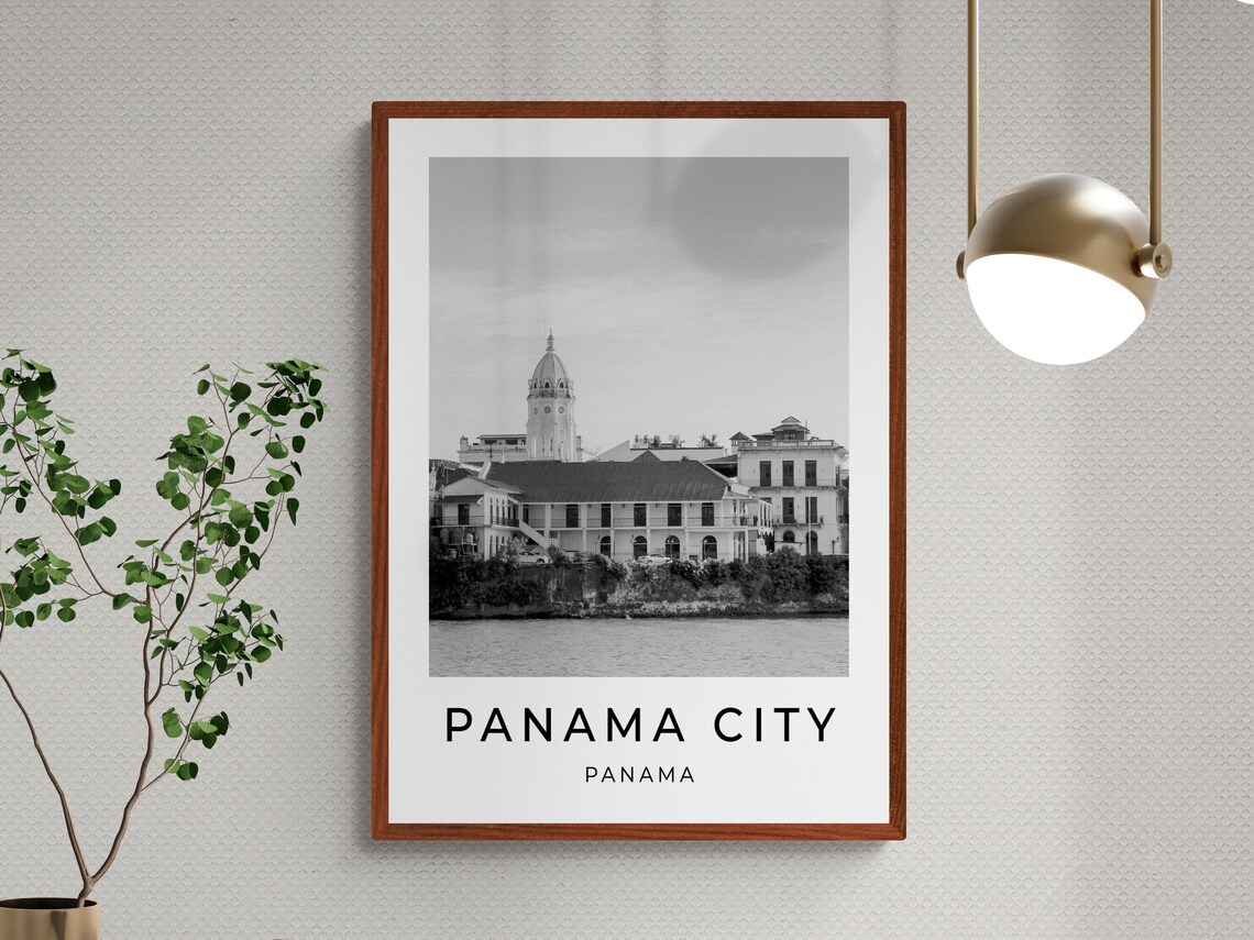 Panama City Panama Casco Viejo Old Town Church Monochrome Poster - Image 3