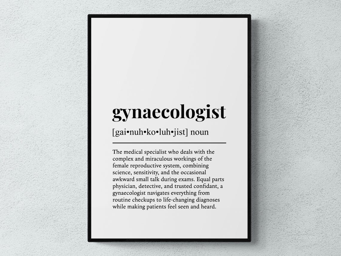 Gynaecologist Funny Definition Job Work Gift Wall Art Print
