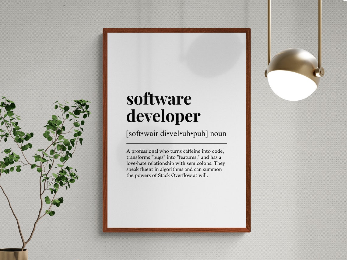 Software Developer Funny Dictionary Definition Tech Career Wall Art - Image 3