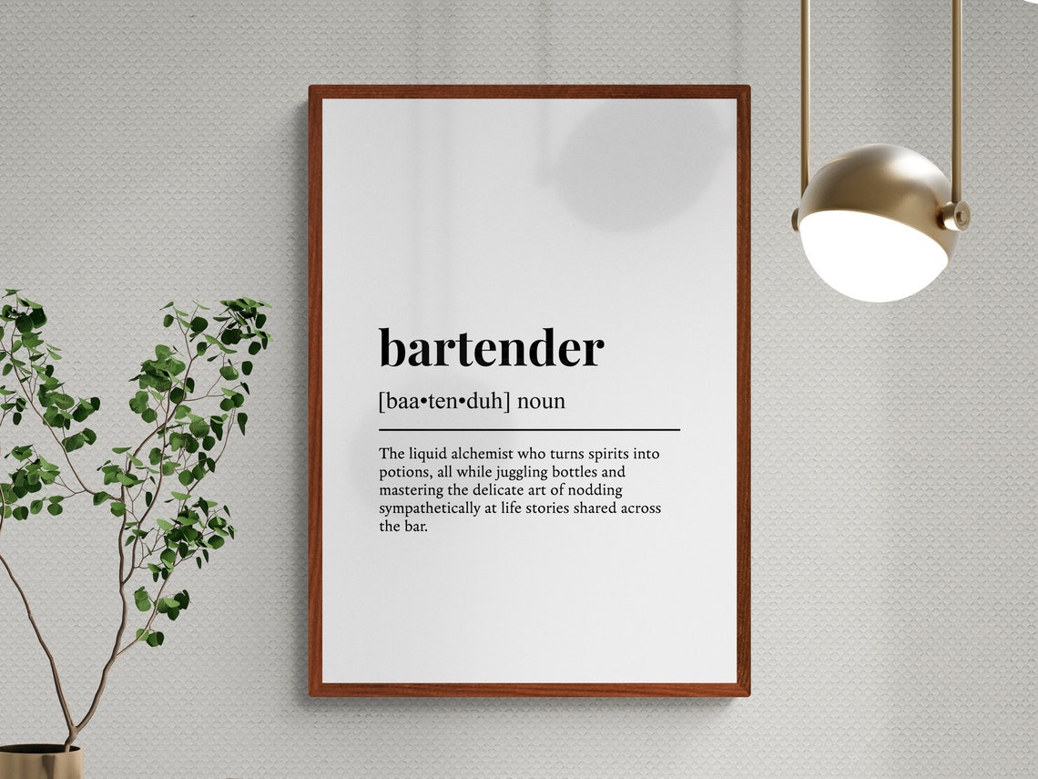 Bartender Funny Definition Minimalist Dictionary Word Art Poster - Image 3