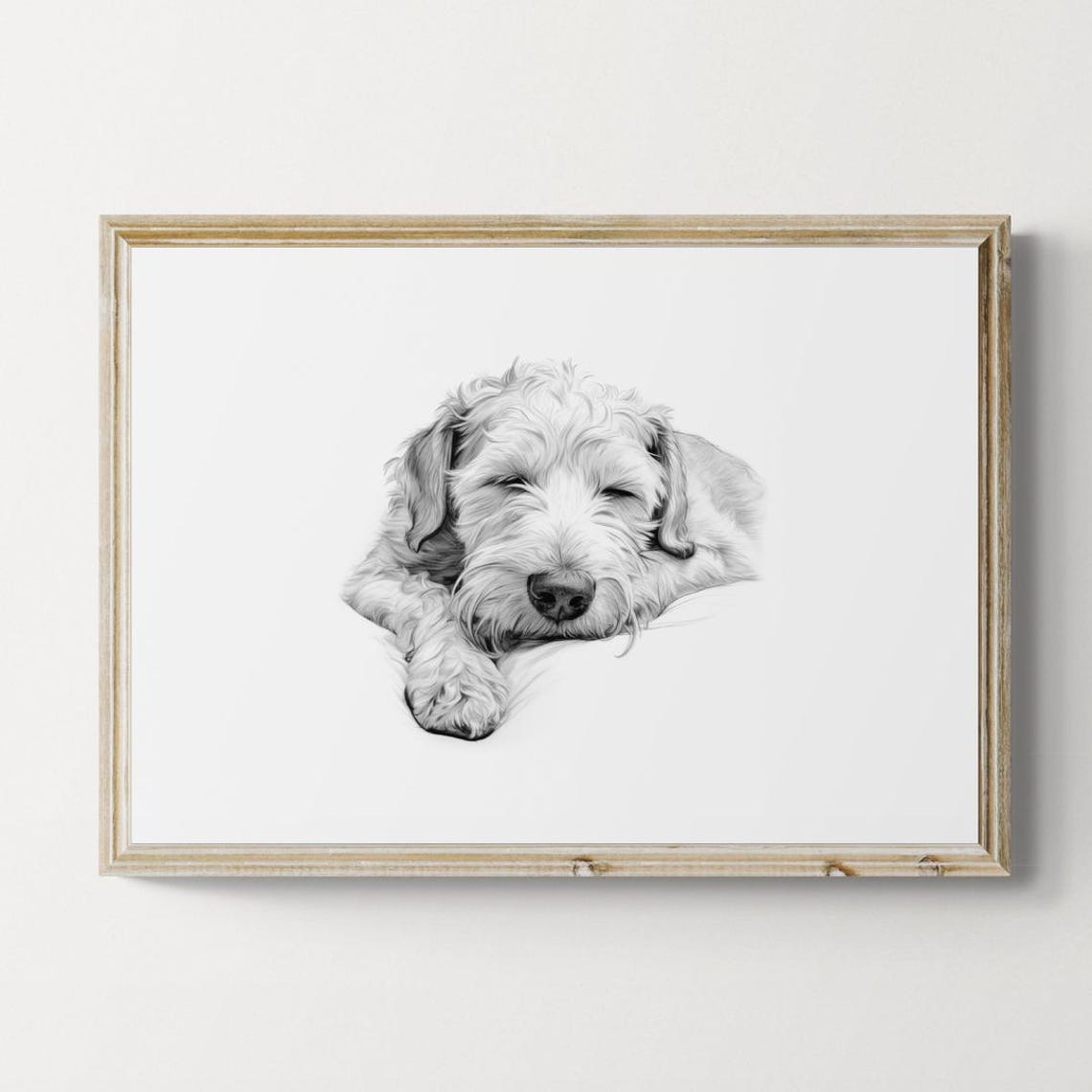 Sleeping Soft Coated Wheaten Terrier Sketch Farmhouse Dog Print
