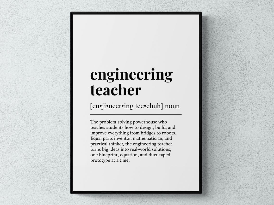 Engineering Teacher Dictionary Definition STEM Mentor Thank You Poster