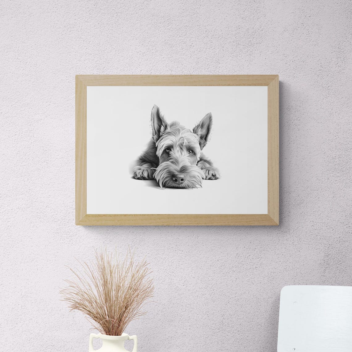 Scottish Terrier Puppy Scottie Wiry Beard Pencil Sketch Portrait Print - Image 2
