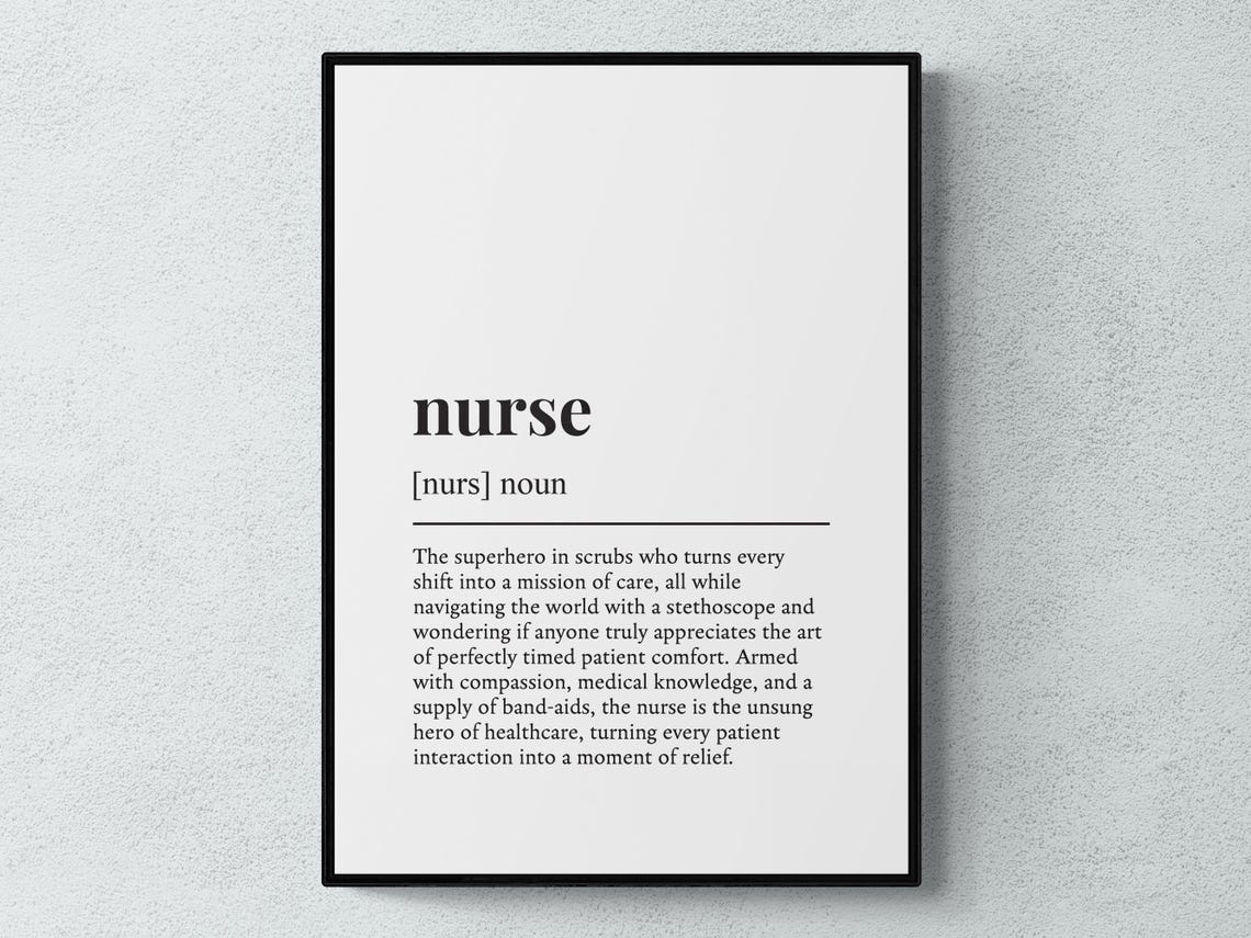 Nurse Funny Dictionary Definition Healthcare Hero Gift Humorous Poster