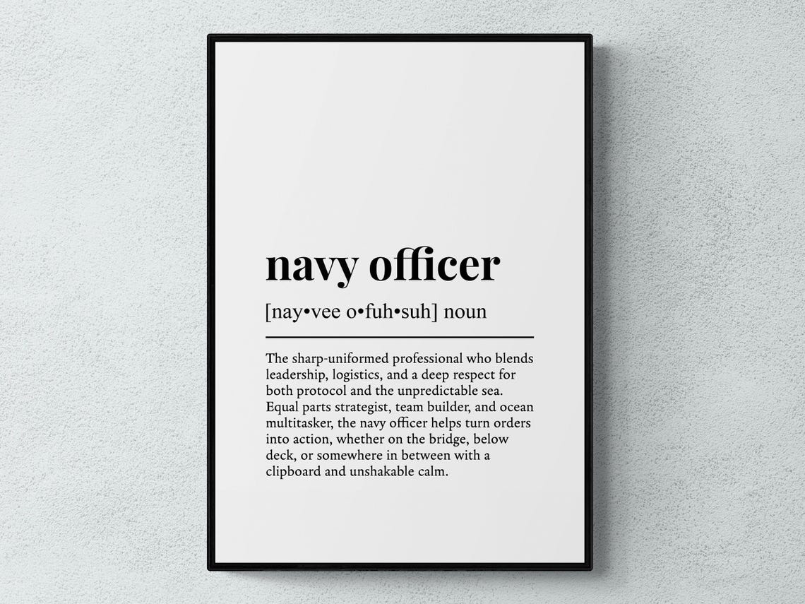Navy Officer Funny Definition Job Work Gift Wall Art Print