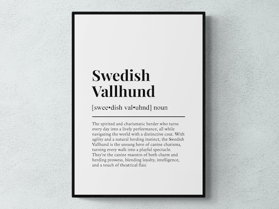 Swedish Vallhund Funny Definition Dog Wall Art Print