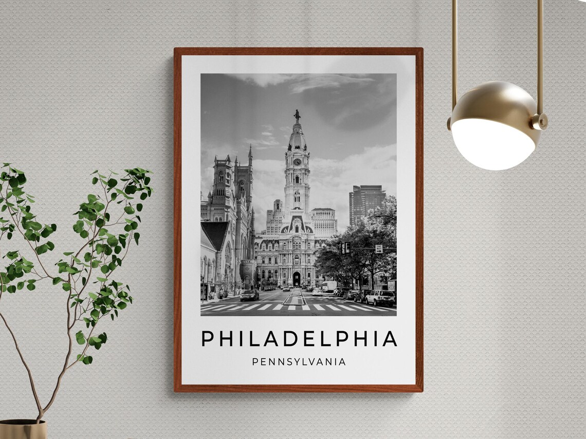 Philadelphia Pennsylvania City Hall William Penn Monochrome Poster - Image 3