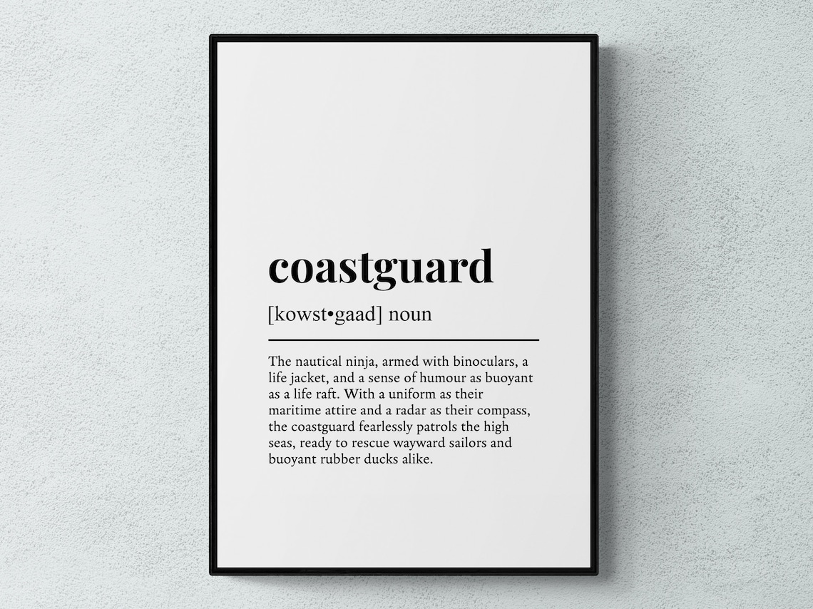 Coastguard Funny Definition Typography Wall Art Print