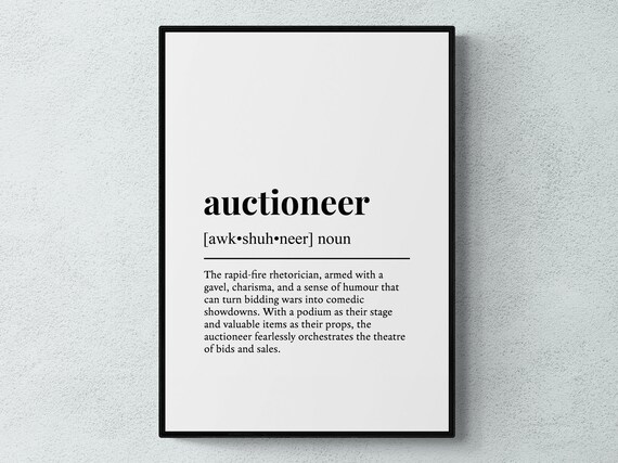 Auctioneer Funny Definition Job Work Gift Wall Art Print