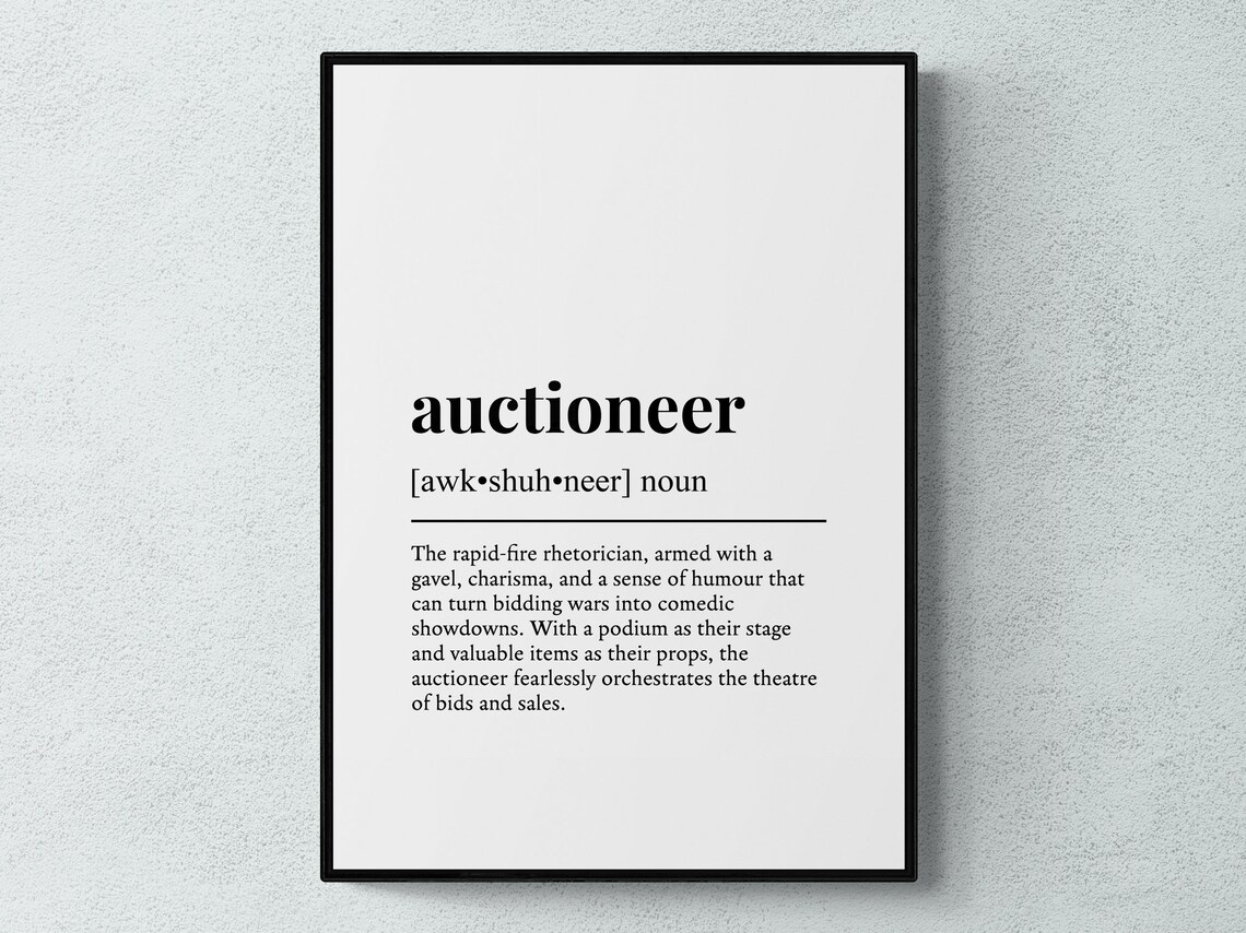 Auctioneer Funny Definition Job Work Gift Wall Art Print
