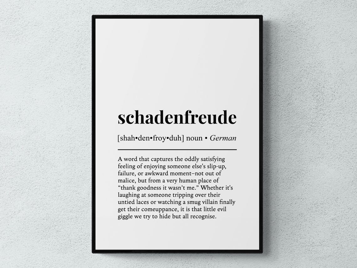 Schadenfreude German Word Definition Funny Poster Gift for Word Nerds