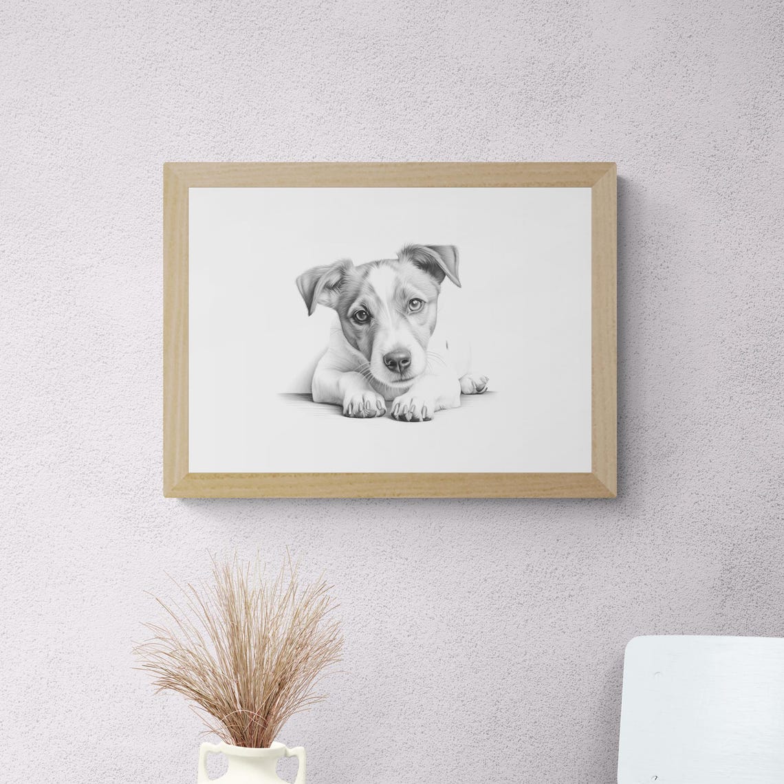Jack Russell Terrier Puppy Cute Terrier Pencil Sketch Portrait Print - Image 2
