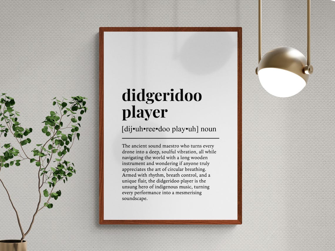 Didgeridoo Player Funny Dictionary Definition Musician Wall Art Gift - Image 3