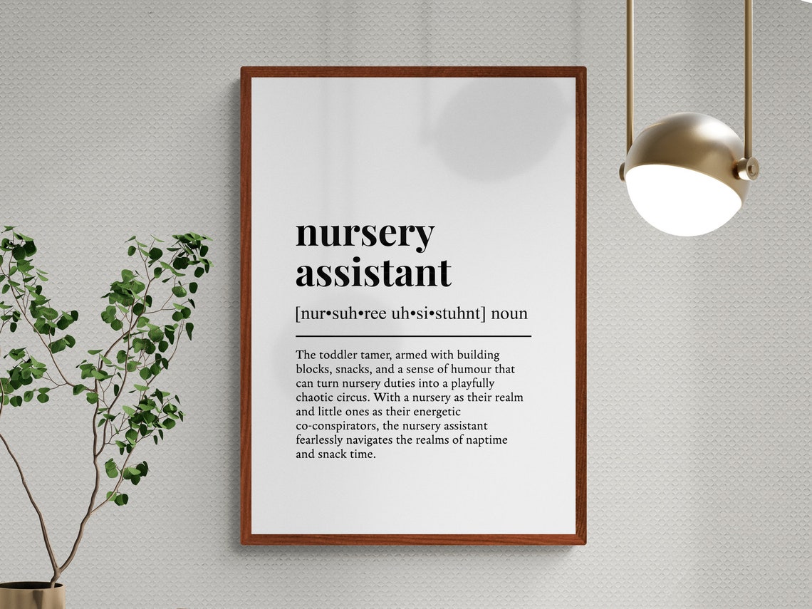 Nursery Assistant Funny Definition Dictionary Style Wall Art Gift - Image 3