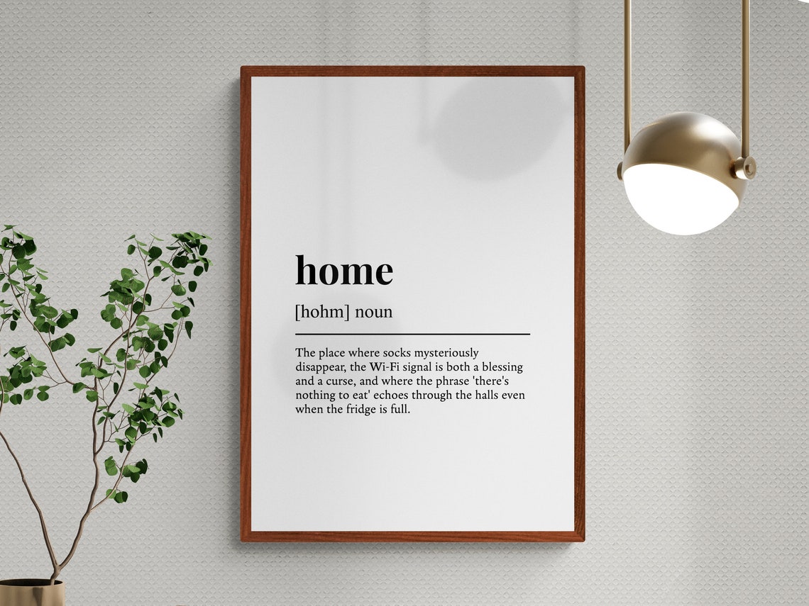 Home Funny Definition Dictionary Style Minimalist Black White Wall Art - Image 3