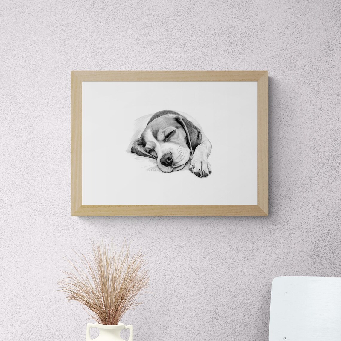 Sleeping Beagle Vintage Art Print, Farmhouse Decor - Image 2