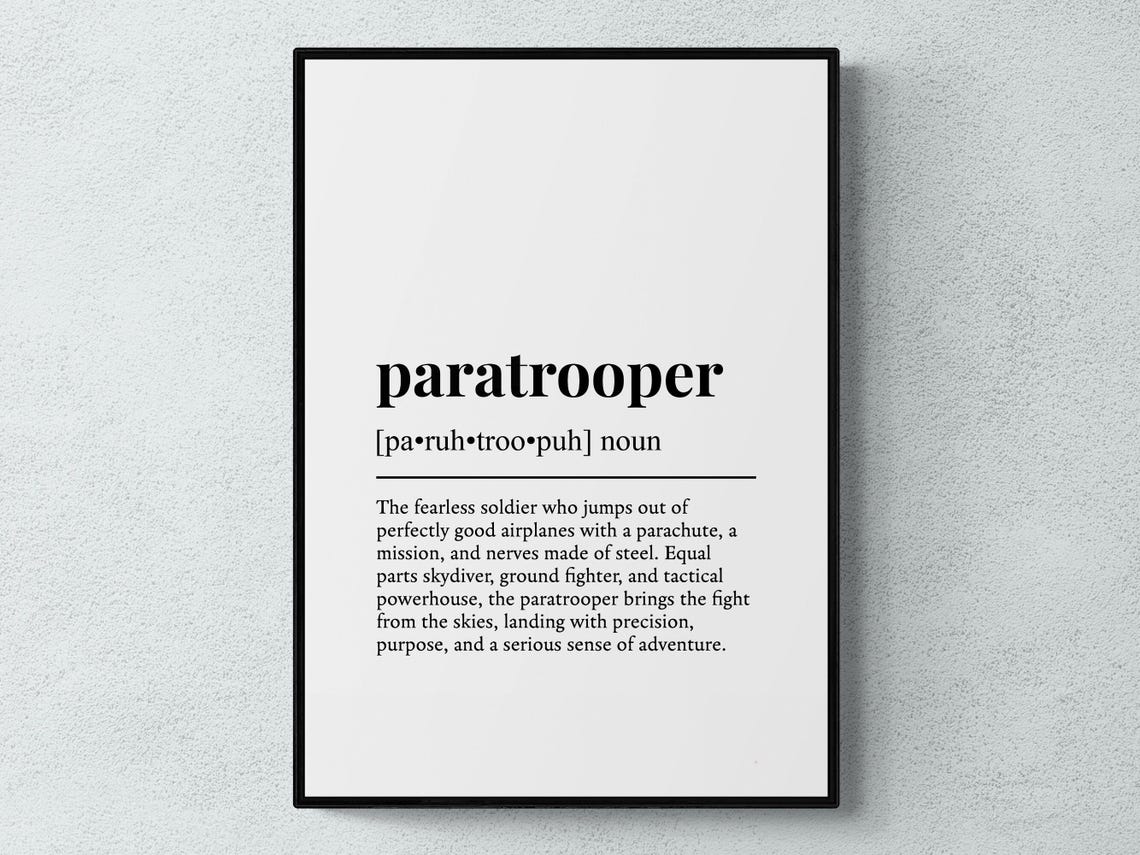 Paratrooper Funny Definition Job Work Gift Wall Art Print