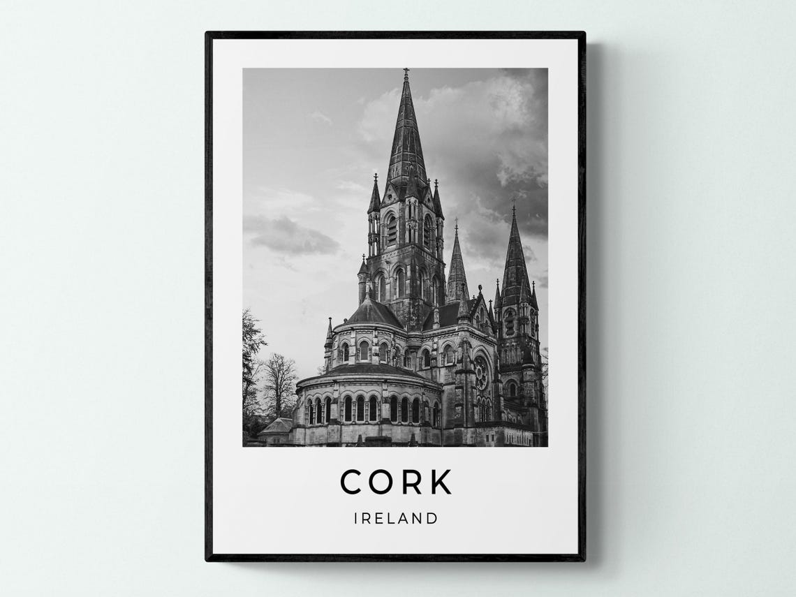 Cork Ireland St Fin Barre's Cathedral Gothic Spires City View Poster