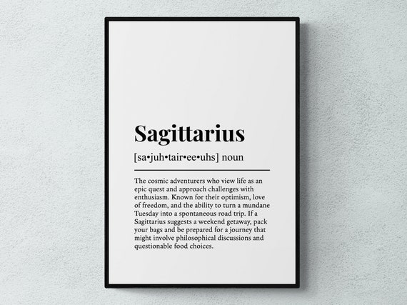 Sagittarius Zodiac Sign Funny Definition Astrology Gift Wall Art Print
